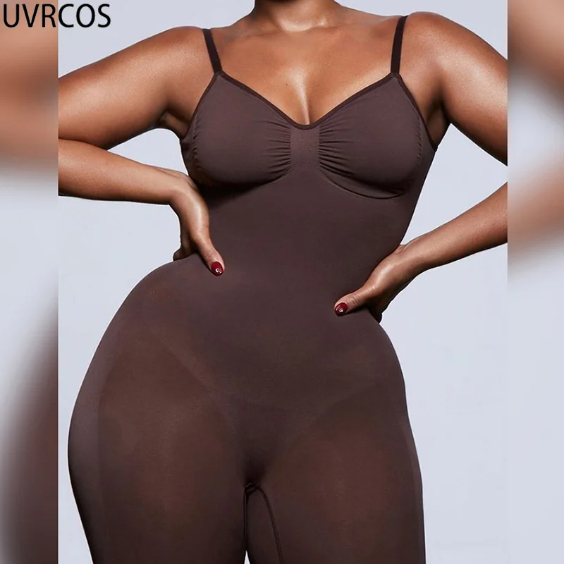 

UVRCOS Club Outfits For Women 2021 New Summer Solid Color Rompers Elastic Skinny Bodysuit Camisole Sexy Backless Short Jumpsuit