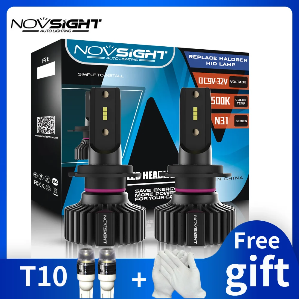Светодиодные автолампы NOVSIGHT лампы для головных фонарей H4 H7 H1 светодиодный H11