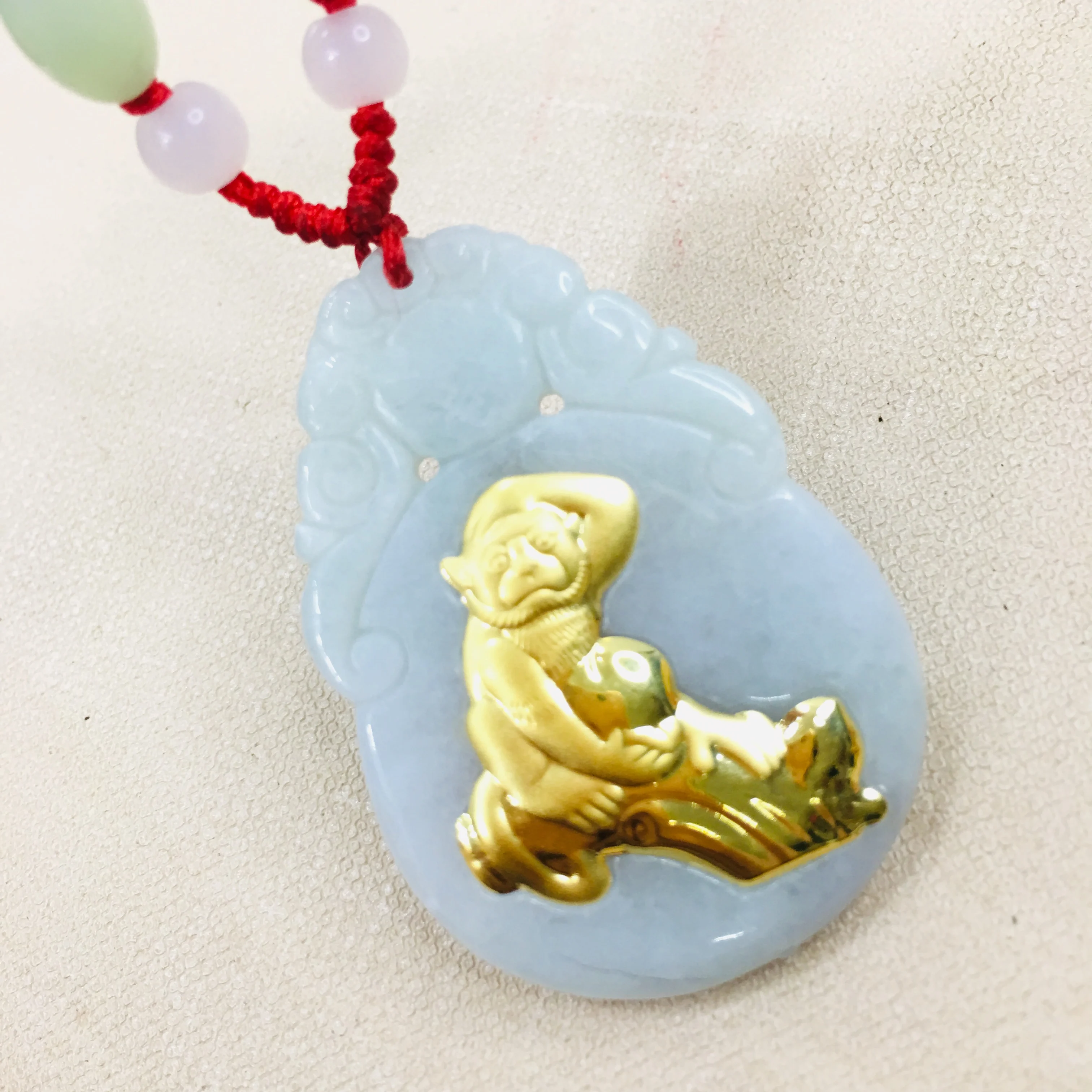 Zheru ювелирное изделие натуральный нефрит 24 К золото инкрустированное ожерелье