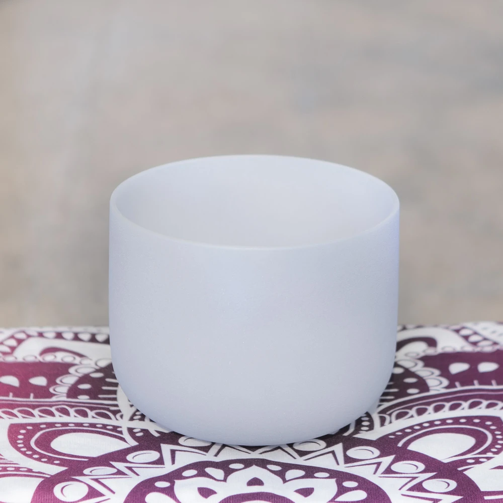 Поющая чаша светильник матовым кварцевым кристаллом 8 дюймов светло серого цвета