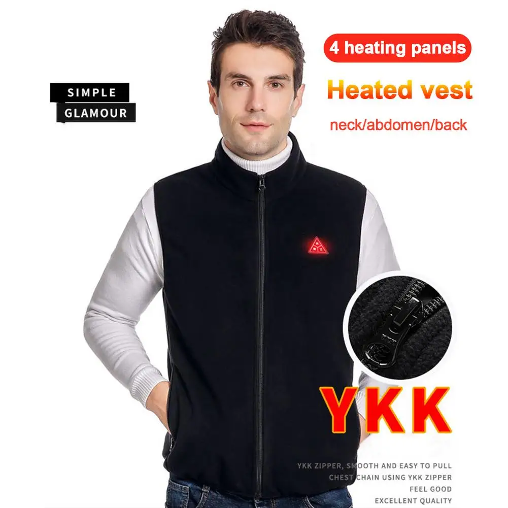 

Men Women USB Electric Heated Vest 4 Areas Smart Heating Jacket Safety For Fishing Skiing Motorcycle Winter Warm Coat Clothing
