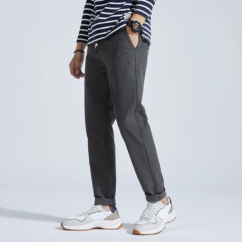 (2 packs) Spring summer New Casual Pants Men Business Fashion Elastic Straigh Trousers Male Brand Gray green Black 28-38 | Мужская