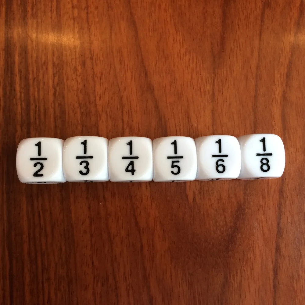 10Pcs/set 16MM Rounded Fraction Dice 1/2 1/3 1/4 1/5 1/6 1/8 For Math teaching Accessory | Спорт и развлечения