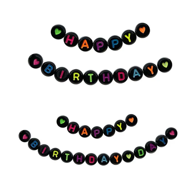 

1600Pcs Neon Colorful Letter Alphabet Black Acrylic Round Beads DIY Jewelry Make