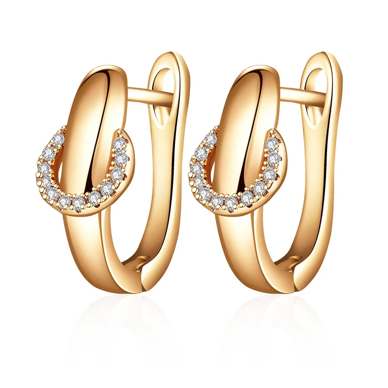 Женские серьги гвоздики с фианитом золотистого и серебристого