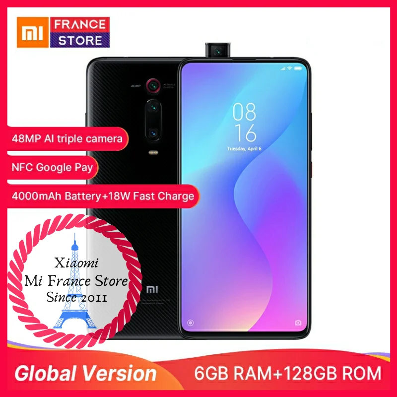 Xiaomi mi 9T 128GB Глобальная версия Redmi K20 6GB RAM Смартфон Snapdragon 730 Octa Core 4000mAh всплывающая фронтальная камера 6,39 дюйма 48 МП NFC