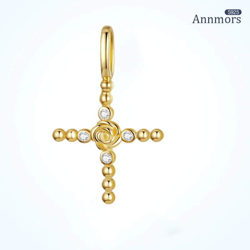 

Jesus Golden Cross Necklace Pendant Women Men Necklace Pendant Silver Plated Silver Zircon Religion Charm for Make Jewelry