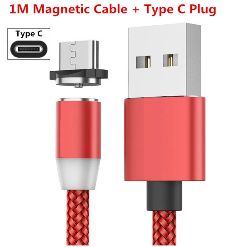 For Type C Red Магнитный USB кабель type C Micro USB кабель для быстрой зарядки для huawei Y3 Y6 Y5 II A7 J2 PRO Grand prime pro G530 - Цвет: For Type C Red