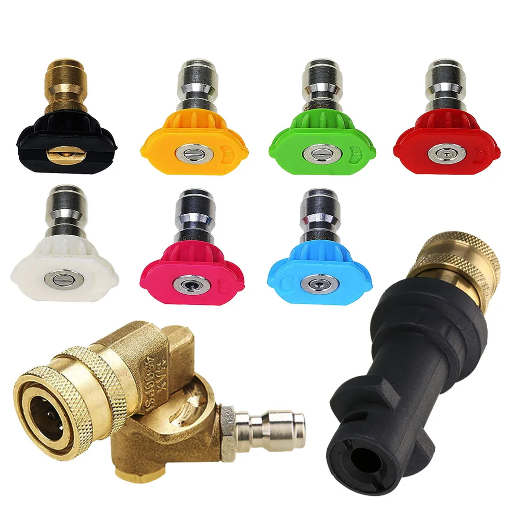 

Pressure Washer Pivoting Coupler+Spray Nozzles+Adapter Kit High Quality Parts