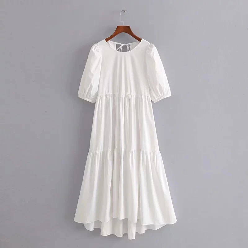 Винтажное белое Плиссированное длинное платье boho женское летнее платье Элегантное свободное Повседневное платье с коротким рукавом ретро корейское vestidos