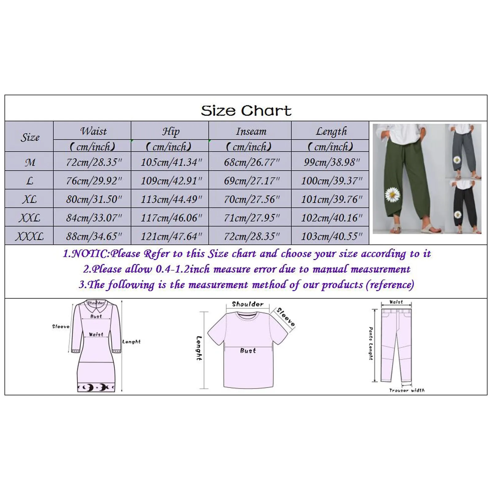 

Women Casual Boho Print Pant Elastic Waist Pant Pocket Loose Harem Pants Washed Wide Leg Pants Casual Summer Style Woman Pants