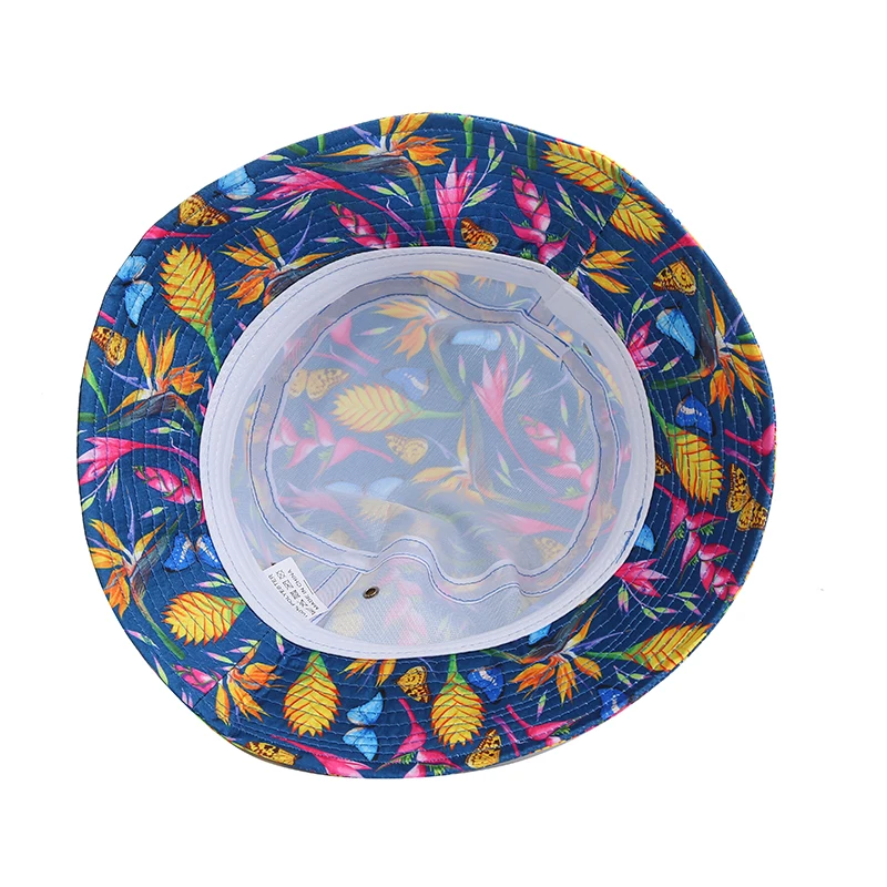 

2021 New Fashion Summer Coconut Tree Flower Printed Fisherman Caps Panama Bucket Hat Gorro Pescador Men Women