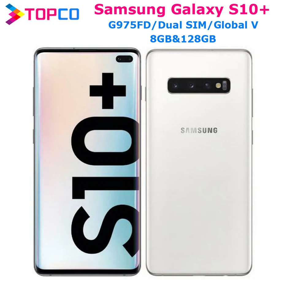 Samsung Galaxy S10 Plus S10+ G975FD Android Мобильный Восьмиядерный Exynos 9820 6," две sim-карты 8 Гб ram 128 ГБ rom 5 камер NFC