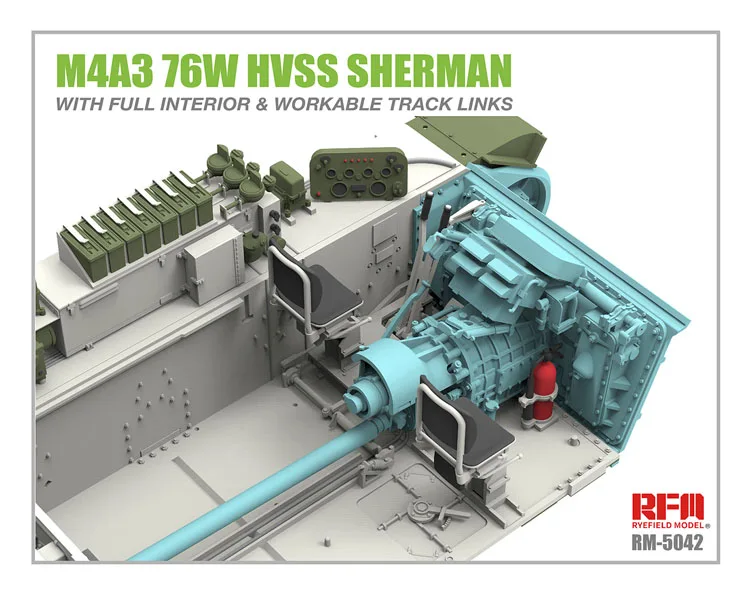RYE FIELD RFM 5042 масштаб 1/35 M4A3 76W HVSS SHERMAN w/Полный Интерьер и работоспособные звенья