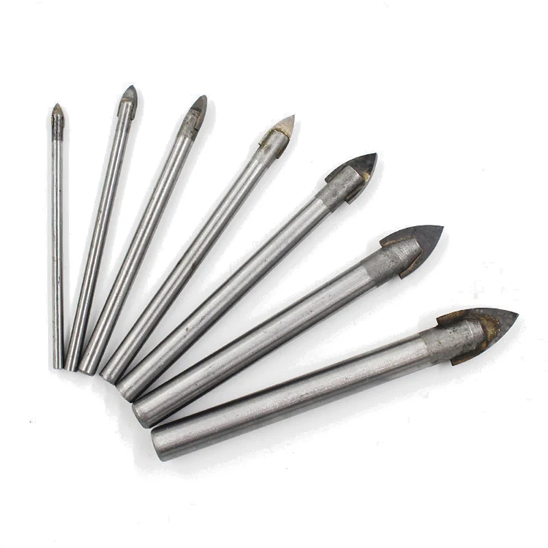 

4/6/7 Pcs Glass Marble Porcelain Spear Head Ceramic Tile Drill Bits Set Spade Drill Bit 3/4/5/6/8/10/12mm for Mirror and Glass