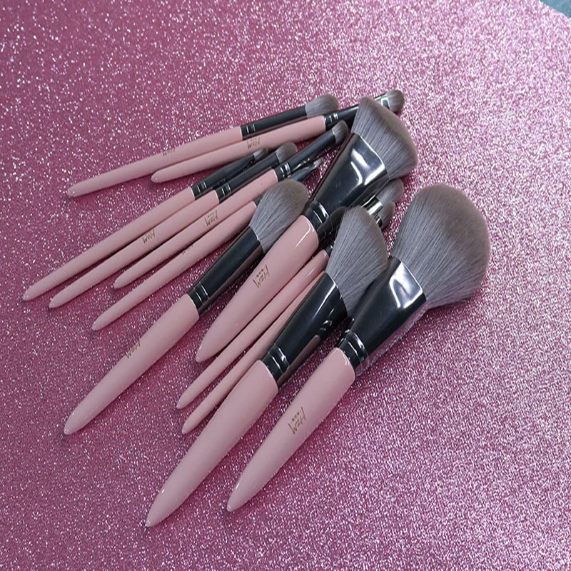 12pcs pink set MSQ, 11 шт., серебристые кисти для макияжа, профессиональный набор, Тональная основа, румяна, пудра, тени, карандаш для губ, косметика, инструменты для макияжа, YA241 - Handle Color: 12pcs pink set