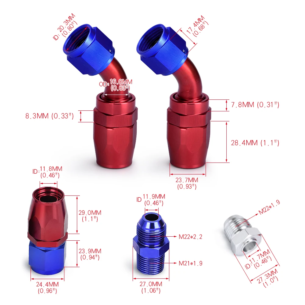 VR - 10AN TTurbocharger Oil Drain Return Line For T3 T4 T04E T70 T60 T61 GT35 AN10 blue and red VR-TOL12 | Автомобили и мотоциклы