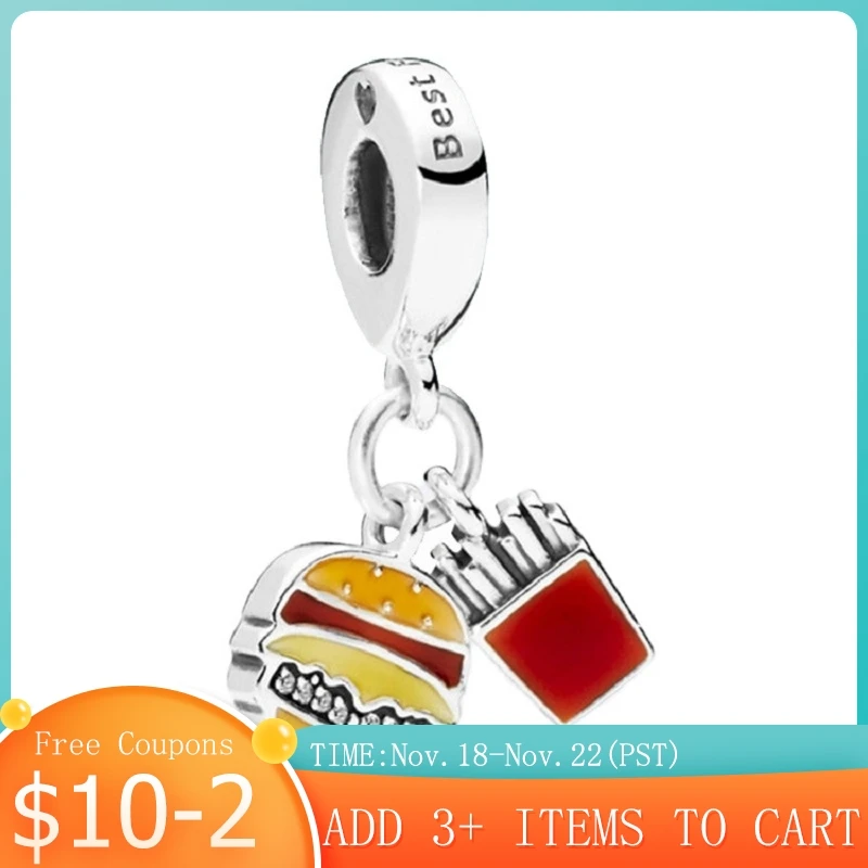 Аутентичные 925 стерлингового серебра фруктовый торт Еда драгоценные бусины