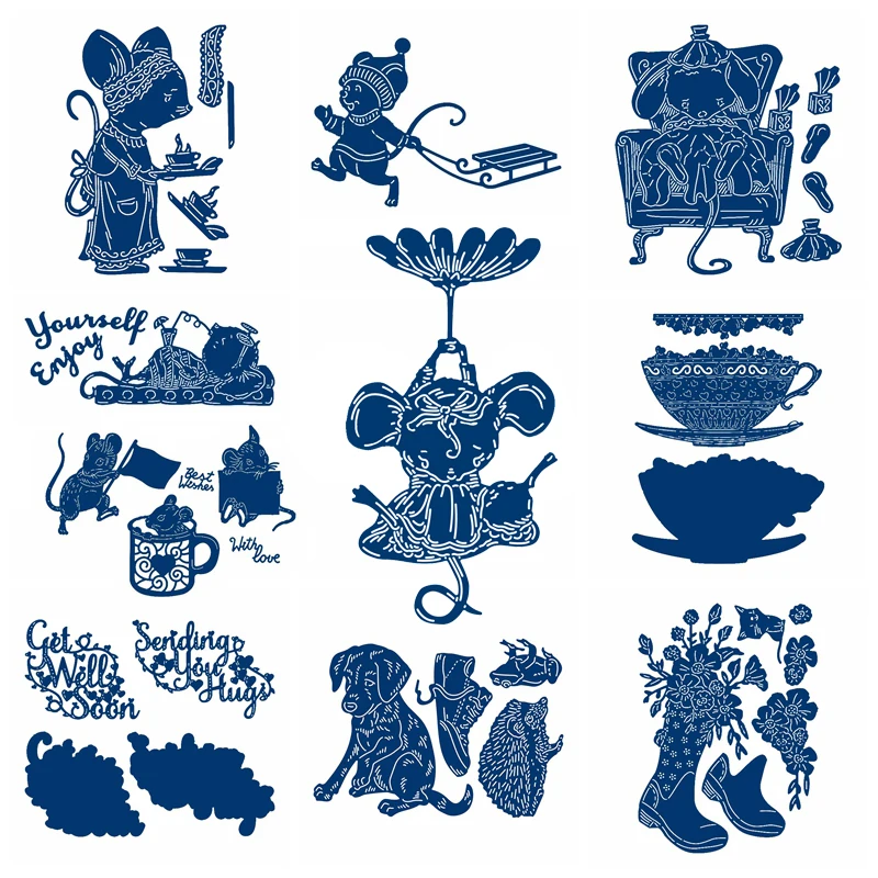 Рождество мышь собака металлические Вырубные штампы мультфильм Трафаретный