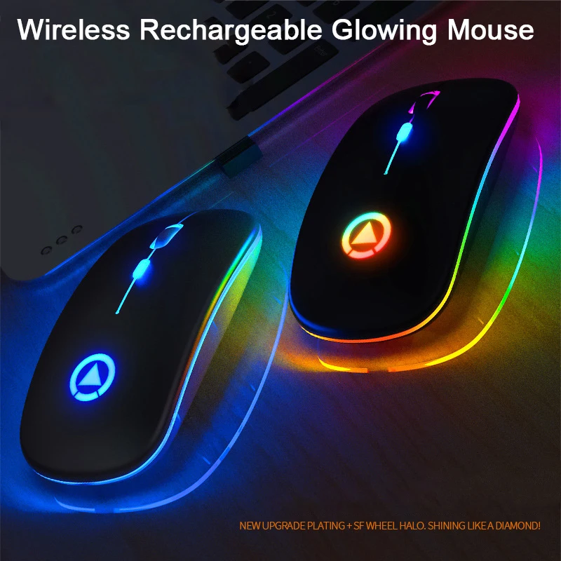 Новая беспроводная мышь компьютерная светящаяся бесшумная перезаряжаемая 1600 DPI