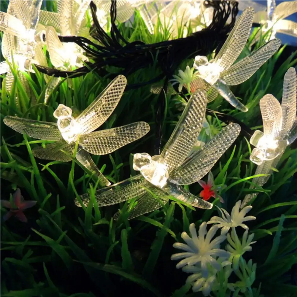 White 6 м 30LED светильник на солнечной батарее, гирлянда в форме стрекозы, светильник s DIY, Сказочная гирлянда, Рождественский светильник s для дома и улицы, вечерние, свадебные украшения - Испускаемый цвет: White