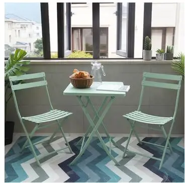 

Balcony small table and chair three piece set courtyard outdoor table and chair leisure tea table and chair combination folding