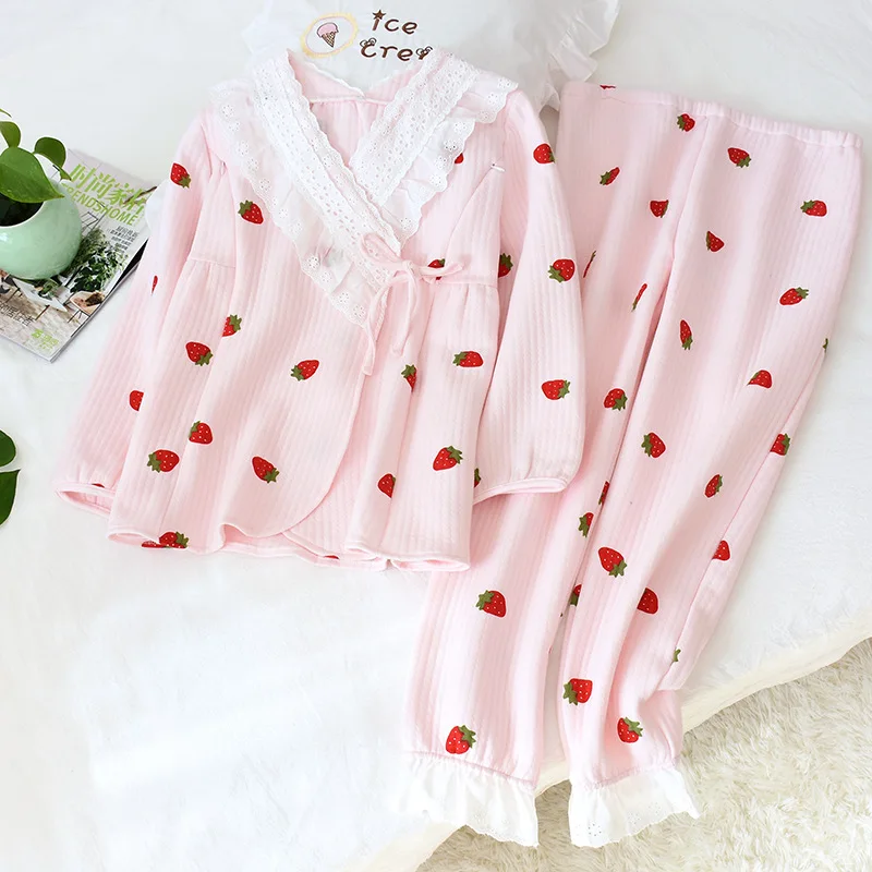 Fdfklak розовая пижама для беременных зимняя Пижама 2 шт. новая осенняя Хлопковая