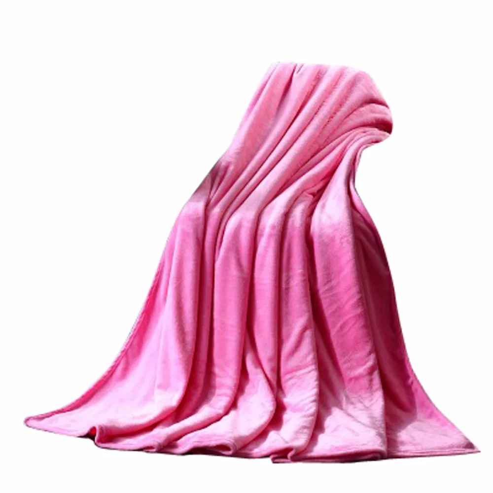 Pink OUNEED 100*140 см супер теплый однотонный теплый микроплюшевый флисовый плед диван-кровать зимний Взрослый Мягкий Толстый Плед#45 - Цвет: Pink