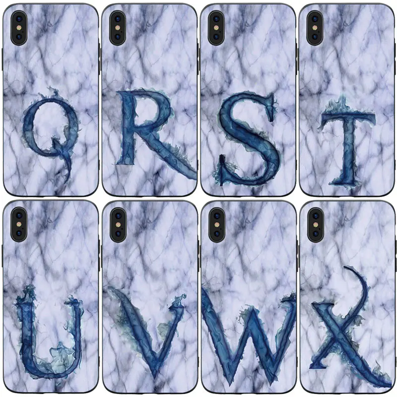 Мягкий силиконовый чехол для телефона с изображением RKQ серого мрамора синего