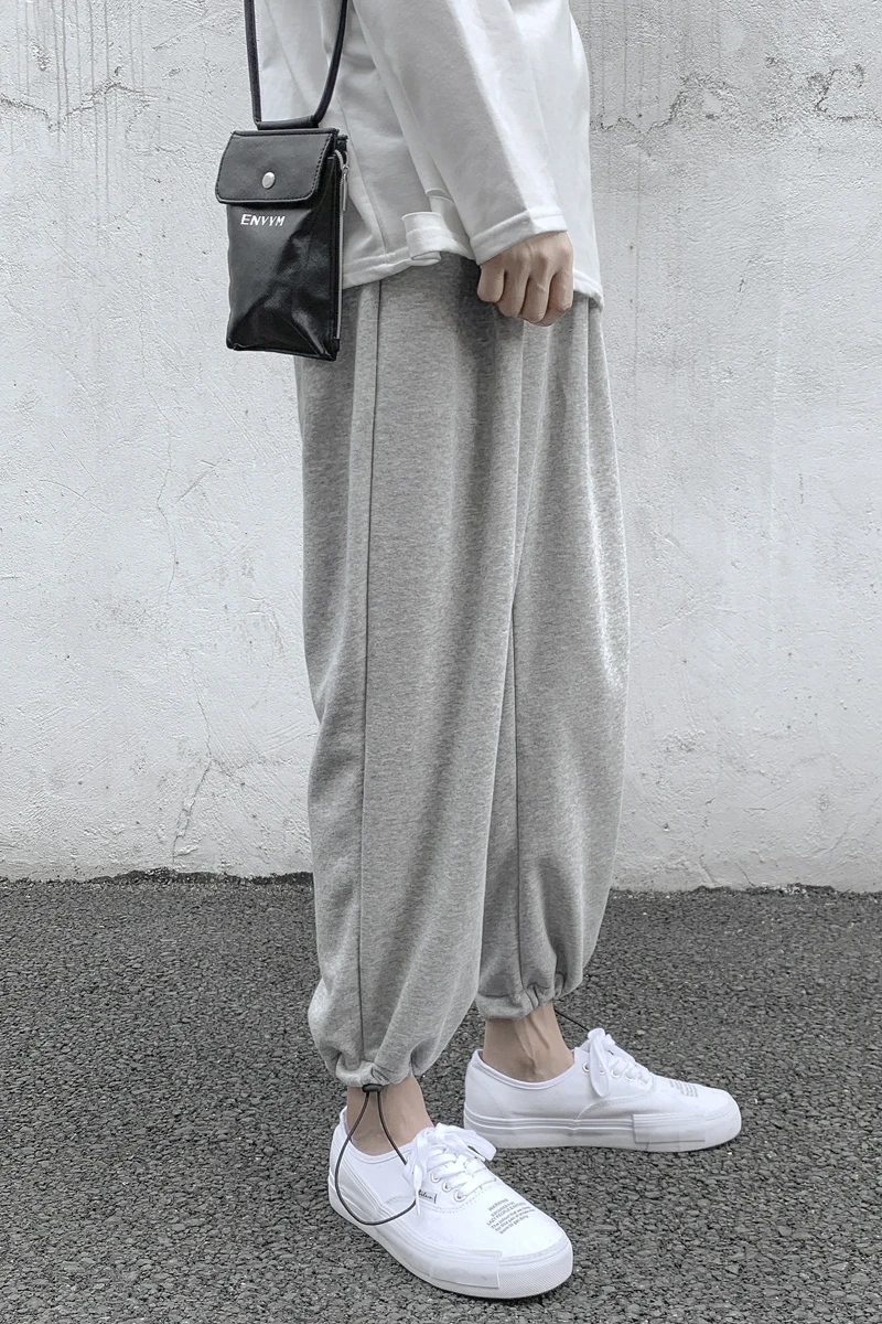 

Men's Casual Slacks Loose Ankle-Length All-match Ankle Banded Basic Color Sweatpants