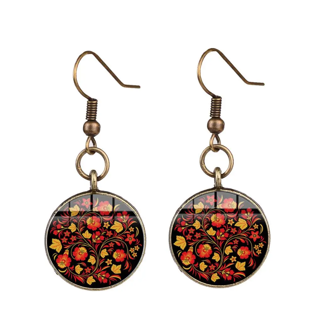 Длинные серьги-подвески с изображением птиц фольклома | Украшения и аксессуары