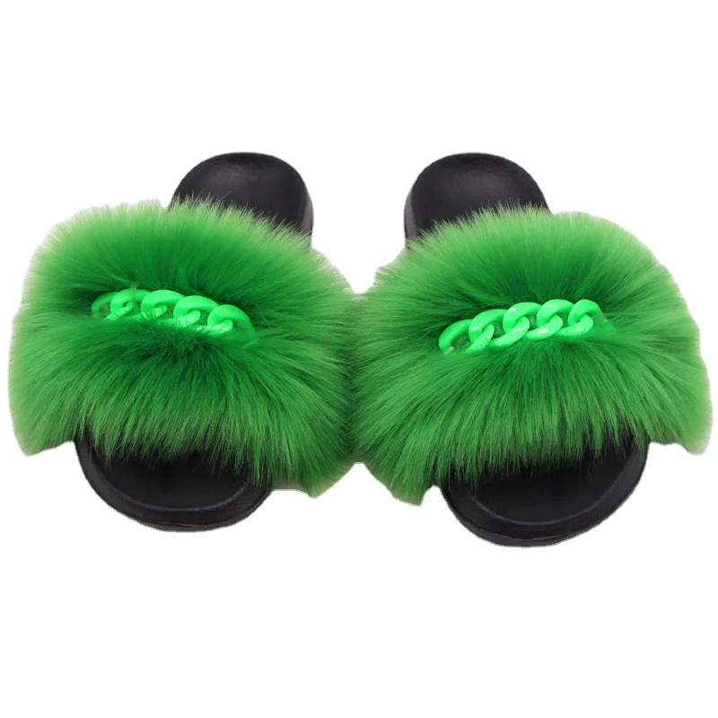

Women Fluffy Slippers Furry Soft Slides Shoes Fashion Fur Slides For Women Wholesale Fur Slippers Faux Fox Fur Slide Big Size 47