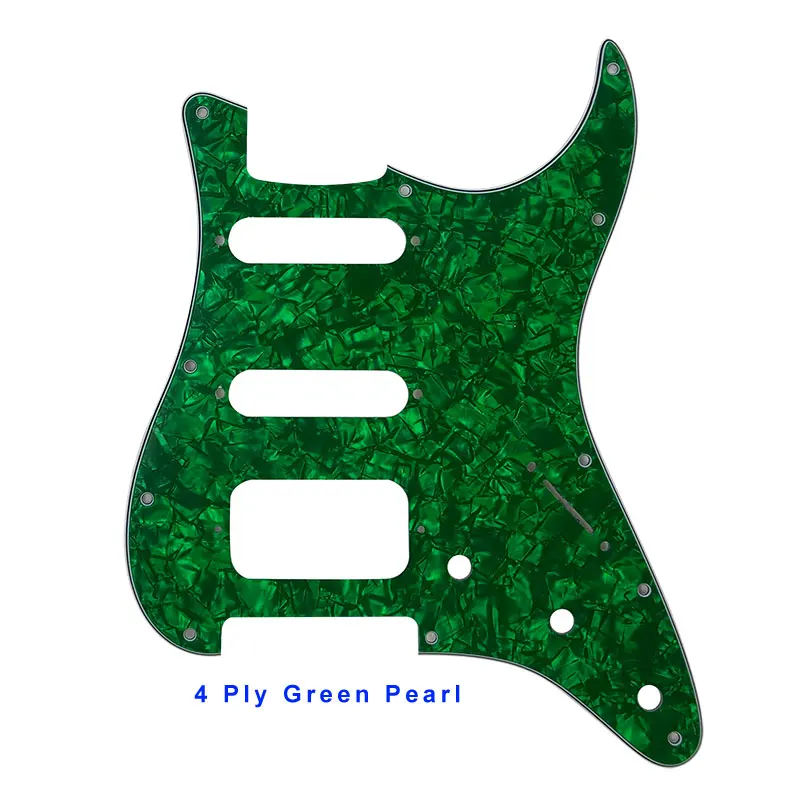 Запчасти для гитары Pleroo-для США \ Мехико Fd Stratocaster 72' 11 винтовое отверстие Стандартный St Humbucker Hss гитара накладка царапина пластина - Цвет: 4Ply Green Pearl