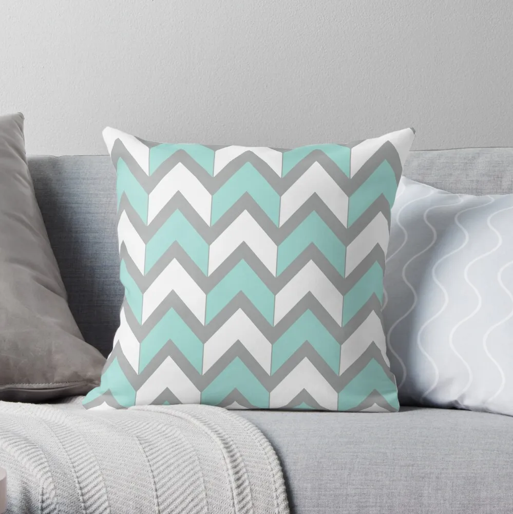 

Minty Chevrons Throw Pillow Cushion Cover Polyester throw pillows case on sofa home living room car seat decor 45x45cm