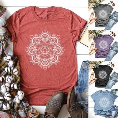 

2020 lotus pattern summer print sweet and beautiful short sleeves