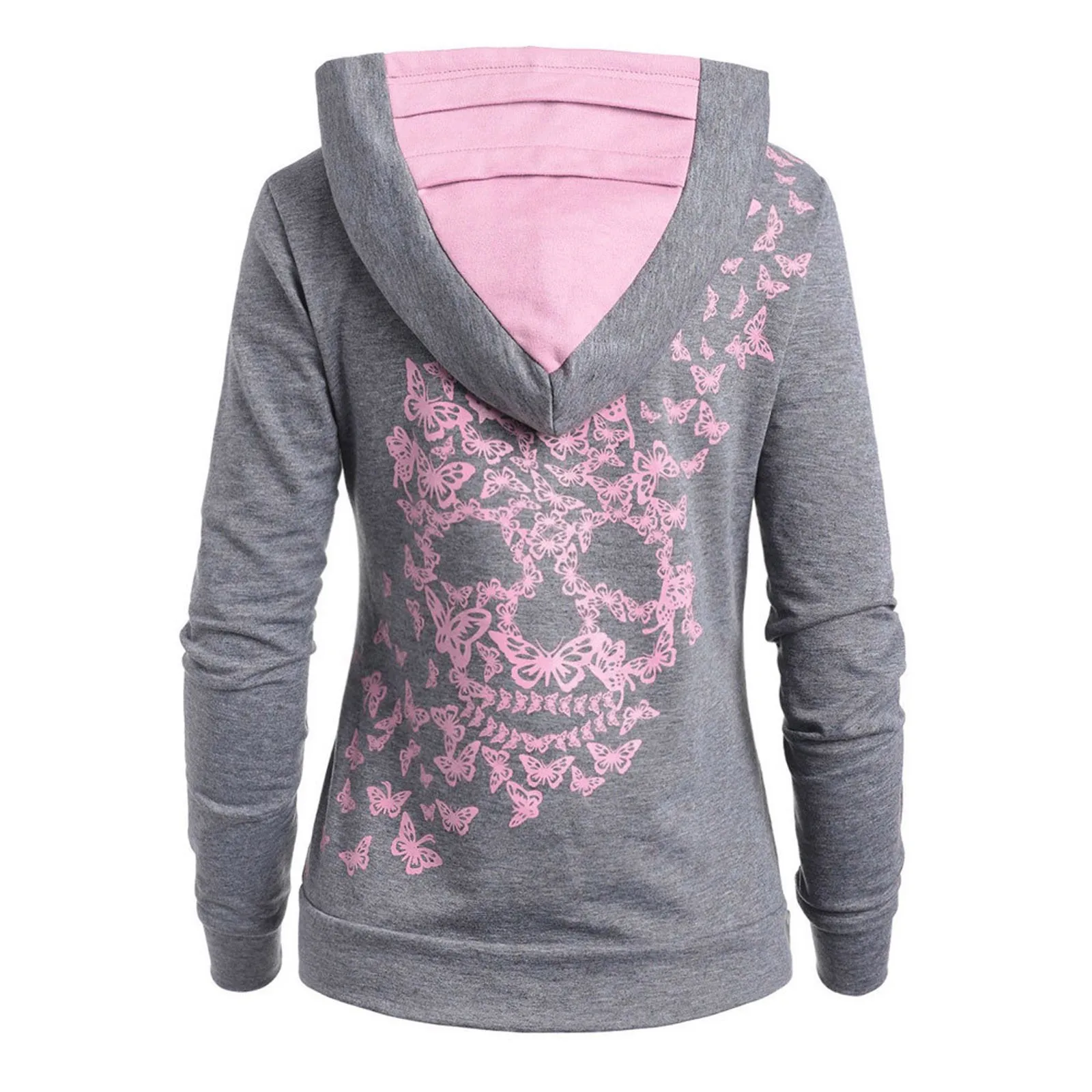 Womens Fashion Butterfl Skull Print Hoodie Sweatshirt Tops Sweatshirt Streetwear Women Oversized Hoodies Sudaderas Con Capucha