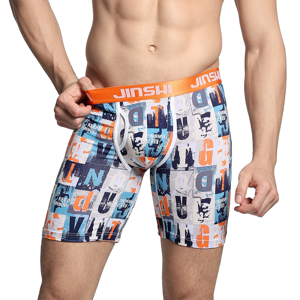 Mens Underwear Boxer Briefs Long  Printing Bamboo Breathable Comfortable No Ride Up Male Panties Shorts Homme Boxershorts