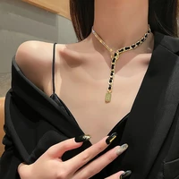 gold simple y word braided rope clavicle chain necklace fashionable choker necklace for girls jewelry