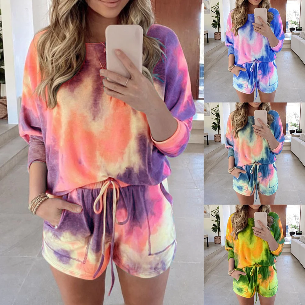 Женский комплект из двух предметов с принтом и галстуком бабочкой топ длинными