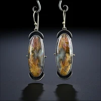 fashion ladies oval irregular pattern pendant earrings popular glass accessories creative retro wild temperament gift