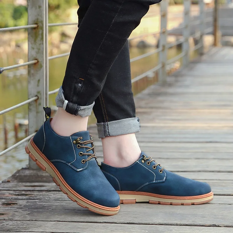 

New Style Big Head Leather Shoes Men Wear Resistant Tooling Shoes Retro Platform Casual Footwear