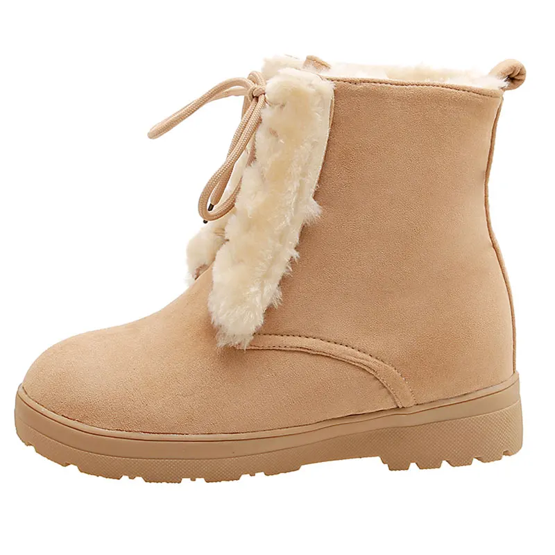 Женские ботинки Lasyarrow теплые меховые ботильоны для женщин зимние женская обувь