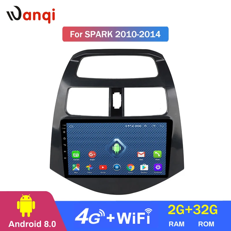 baratas Wanqi 2.5d Android 9.1go Carro Dvd Reprodutor Multimídia Gps Para Chevrolet Faísca Batida 2010 2011 2012-2014 Navegação Rádio Bt Wif 4g