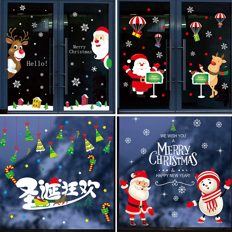 Рождественское украшение креативная наклейка на окна самоклеящаяся для в
