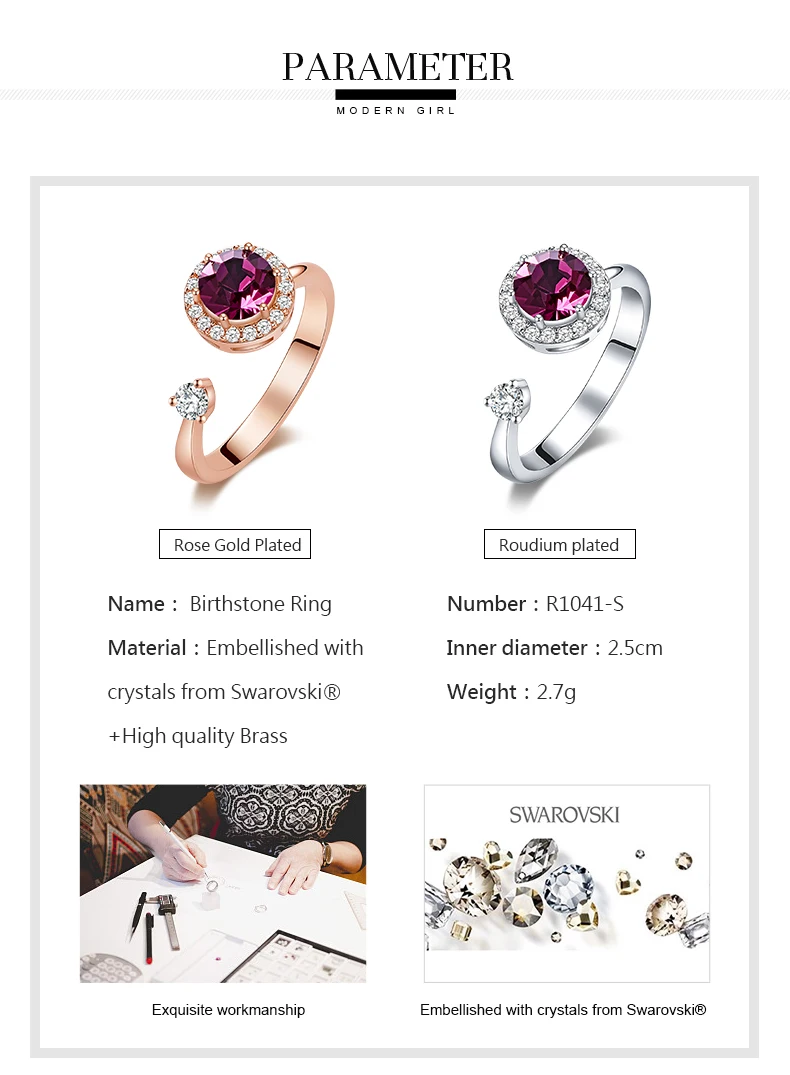 Cdyle кольцо из розового золота, украшенное кристаллом от Swarovski, ювелирные изделия, регулируемый размер, кольца для женщин, подарок на день рождения