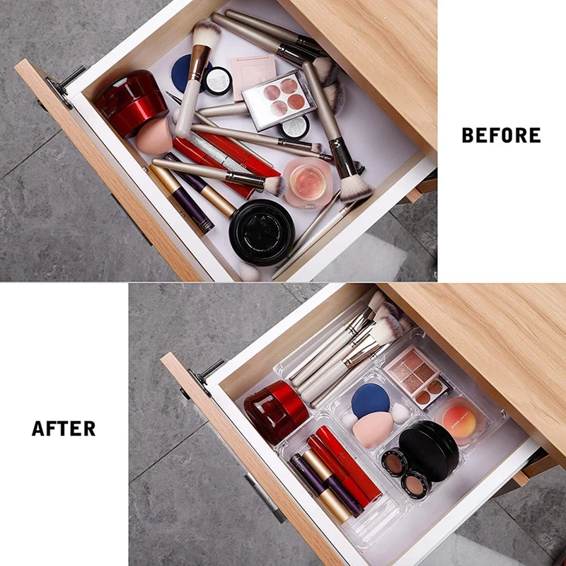 

20-Piece Transparent Drawer Storage Box Set Bathroom Office Storage Divider Box Suitable for Desk Dressing Table Cabinet