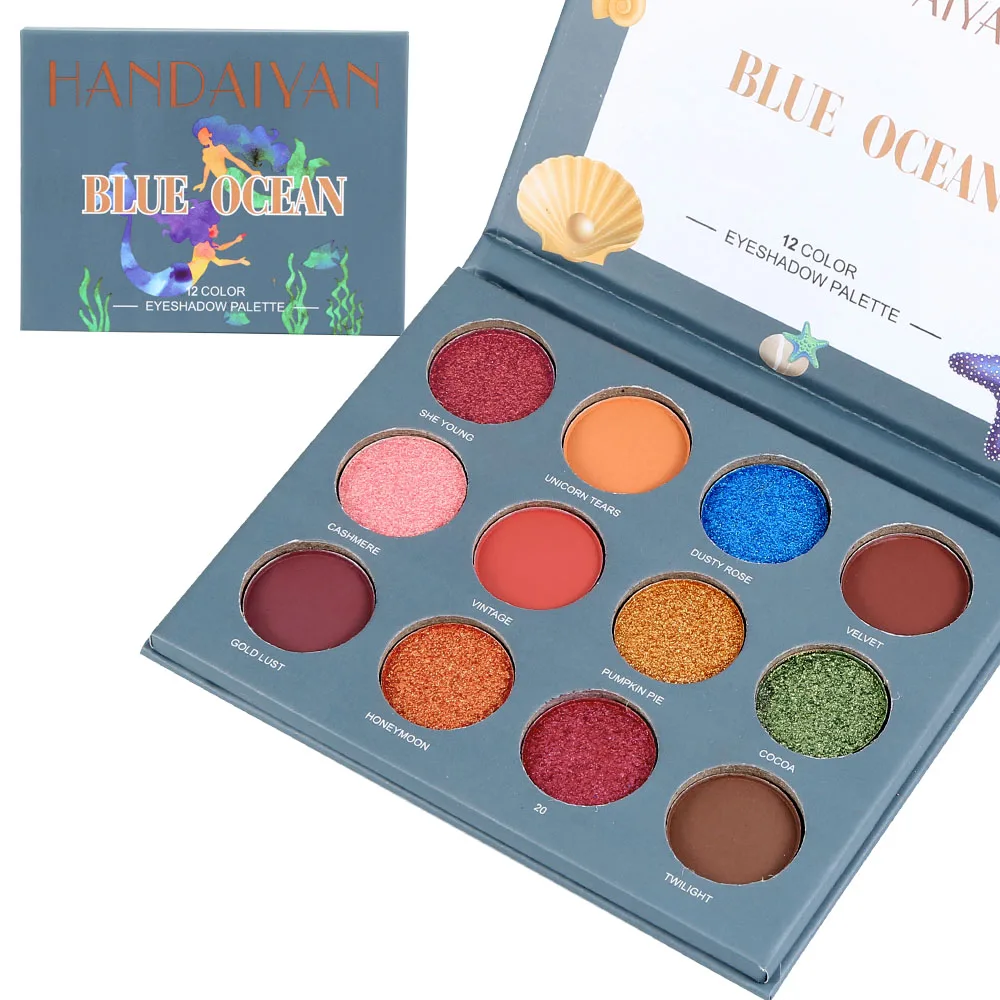 12 цветов мраморные Перламутровые тени для век Pallete натуральные мерцающие матовые тени для век порошок Блестящий шелковистый блеск теней TSLM2