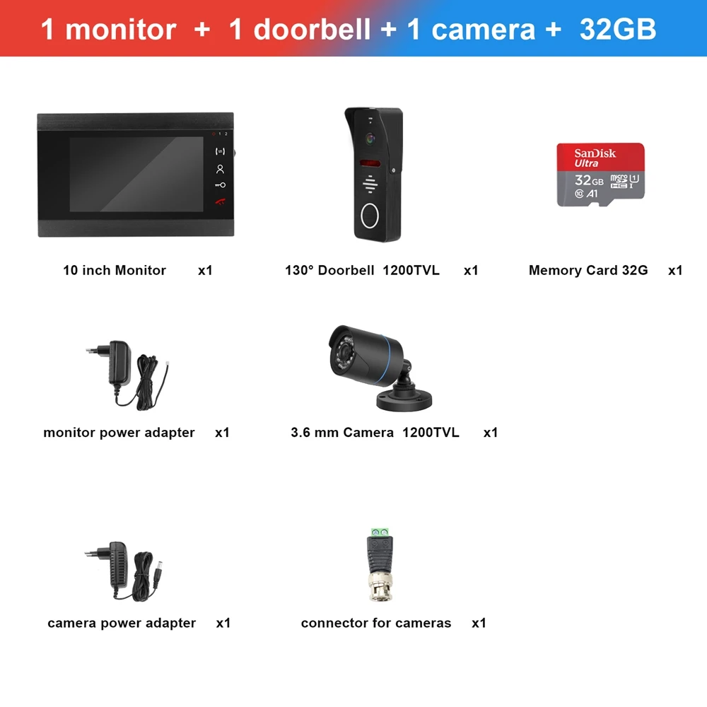 SET 2 Проводной видео-телефон двери 130 ° Широкий формат дверной звонок Камера с CCTV Камера Поддержка запись детектора движения 7 дюймов вызывное устройство с дверным звонком - Цвет: SET 2