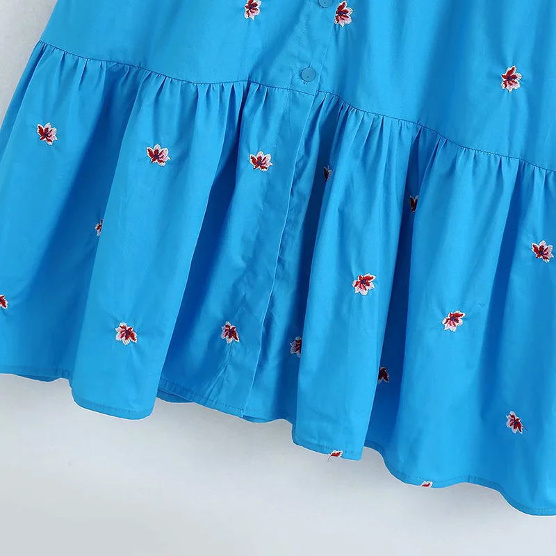 ZRN женское многослойное платье с цветочной вышивкой и круглым вырезом летнее