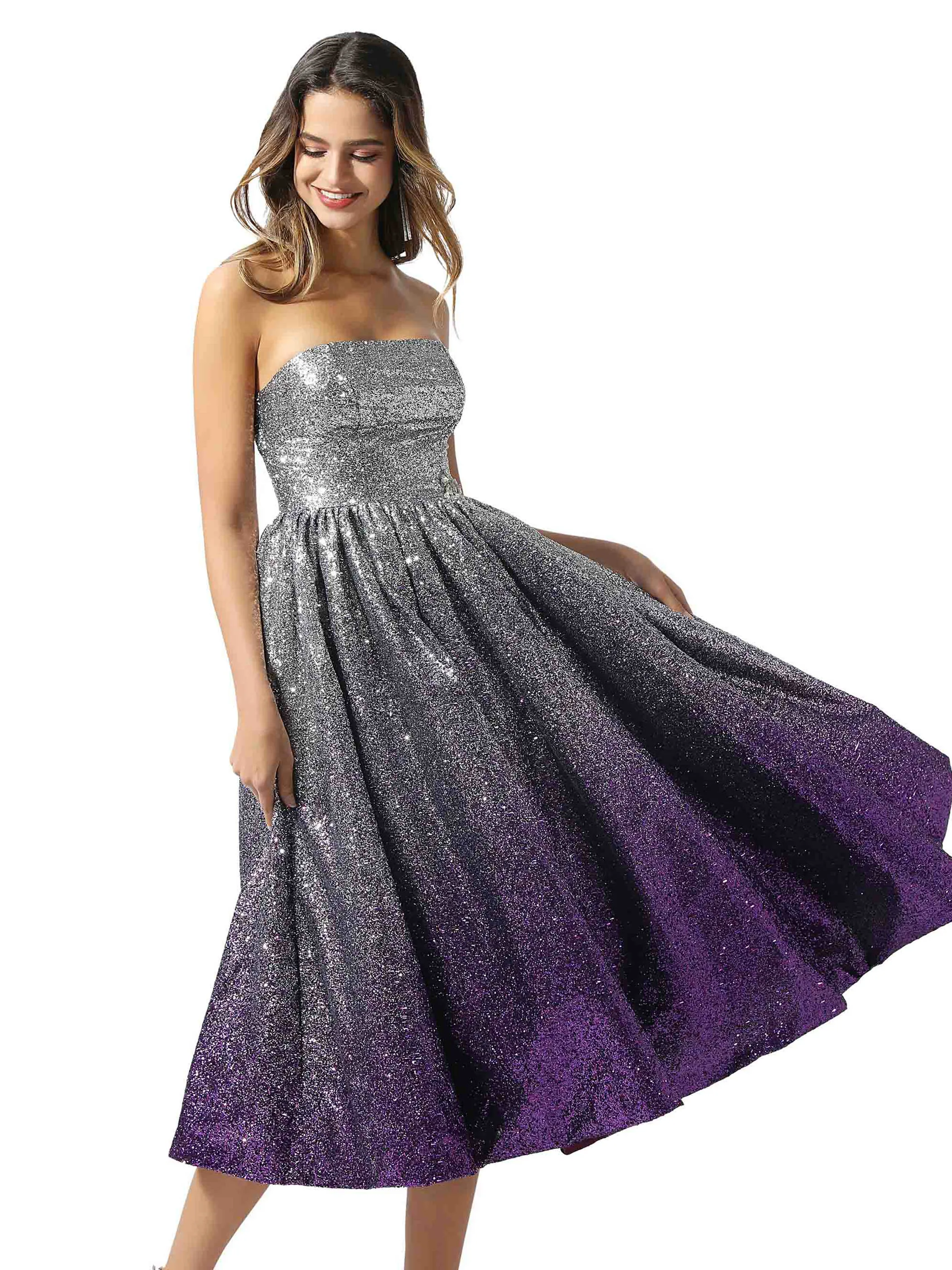 Dressv Элегантное коктейльное платье без бретелек длиной до колена для ночного